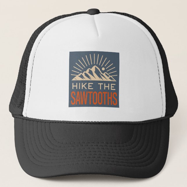 Gorra De Camionero Senderismo Por El Sawtooths Idaho (Anverso)