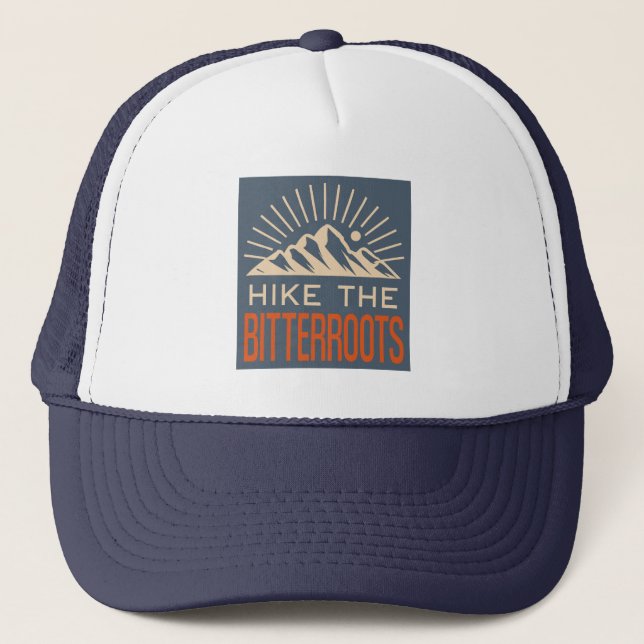Gorra De Camionero Senderismo por las raíces de Idaho Montana Sunburs (Anverso)