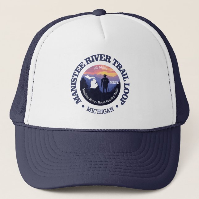 Gorra De Camionero Sendero de Loop del Río Manistee (rd2) (Anverso)