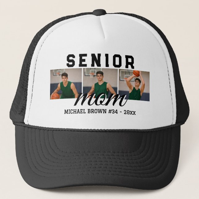 Gorra De Camionero Senior Mom Custom 3 Photo Collage Basketball (Anverso)