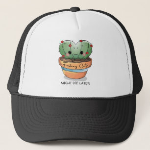 Gorra De Camionero Sensación de lindo cactus suculento flor roja