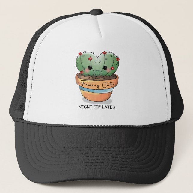 Gorra De Camionero Sensación de lindo cactus suculento flor roja (Anverso)