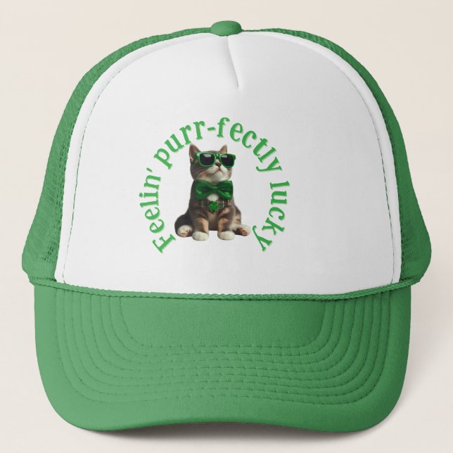 Gorra De Camionero Sentir purr-fectamente afortunado (Anverso)