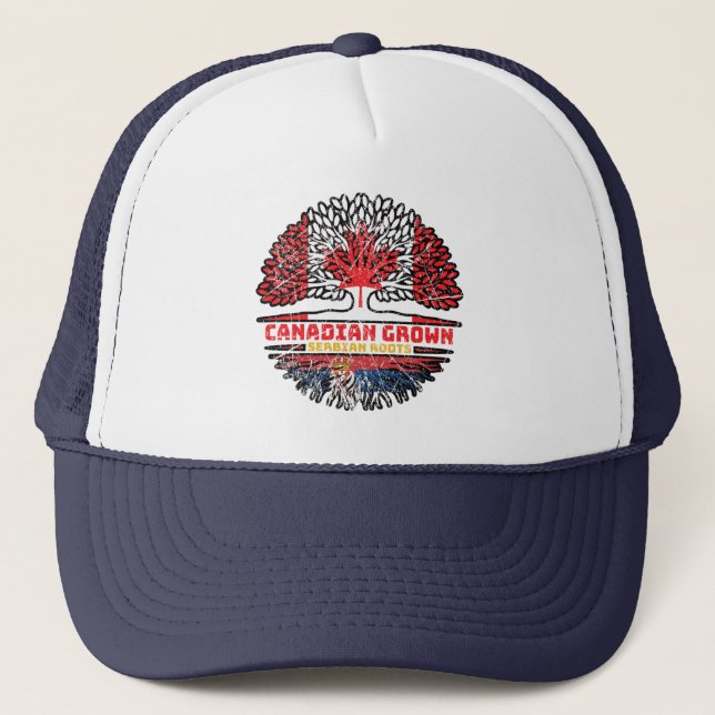 Gorra De Camionero Serbia Bandera de raíces de árbol canadiense serbi (Anverso)