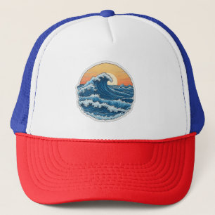 Gorra De Camionero Serene Blue Ocean Waves Arte Costero
