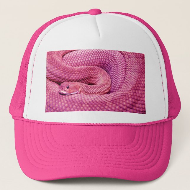 Gorra De Camionero Serpiente de cascabel rosada del basilisco (Anverso)