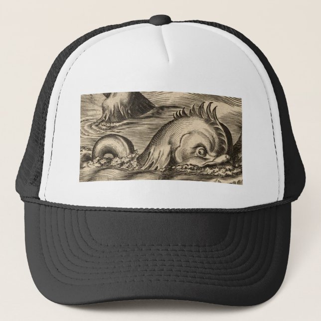 Gorra De Camionero Serpiente de mar que monta una onda (Anverso)