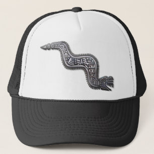 Gorra De Camionero Serpiente Maya - Negro y Plata