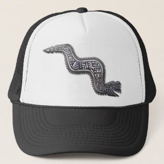 Gorra De Camionero Serpiente Maya - Negro y Plata