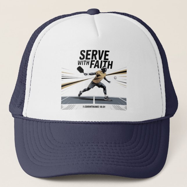 Gorra De Camionero Serve With Faith Christian Pickleball  (Anverso)