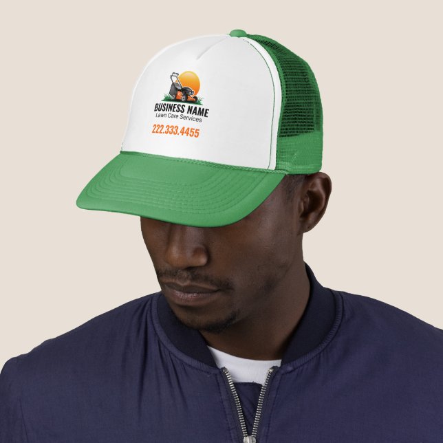 Gorra De Camionero Servicio de cuidado de césped Orange Sun Mowing (In situ)