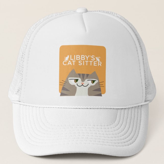 Gorra De Camionero Servicios de cuidado de gatos atigrados (Anverso)
