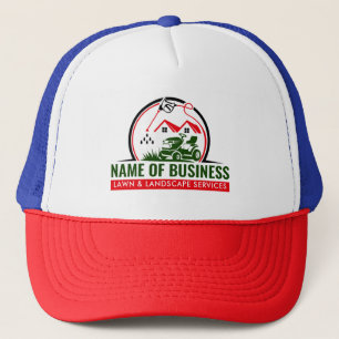 Gorra De Camionero Servicios de Paisajismo Lawn Mower Rojo Verde