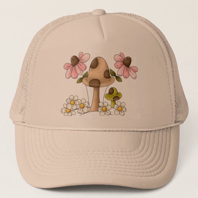 Gorra De Camionero Setas y flores (Anverso)
