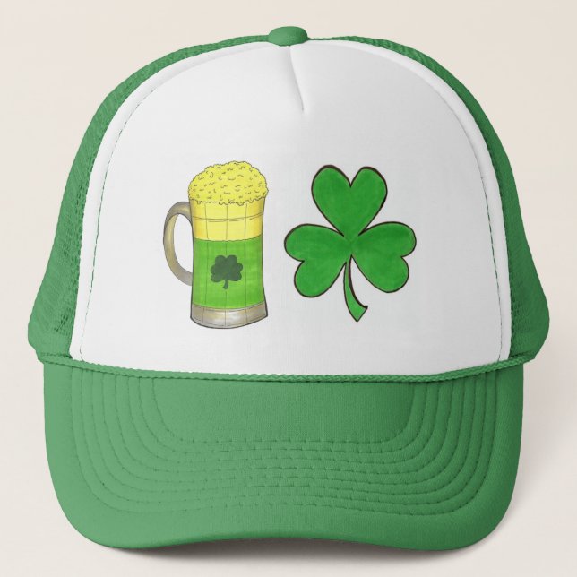 Gorra De Camionero Shamrock Green Beer Mug Saint Patrick's Day Luck (Anverso)