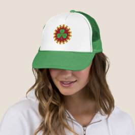 Gorra De Camionero Shamrock y Knotwork en rojo