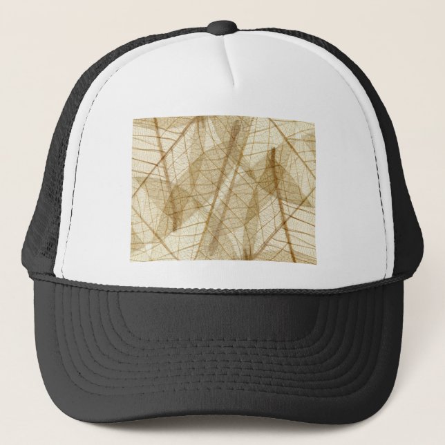 Gorra De Camionero Sheer Cream Beige Lace Leaves (Anverso)