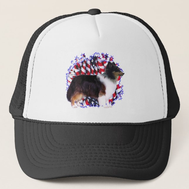 Gorra De Camionero Shetland Sheepdog Patriot (Anverso)