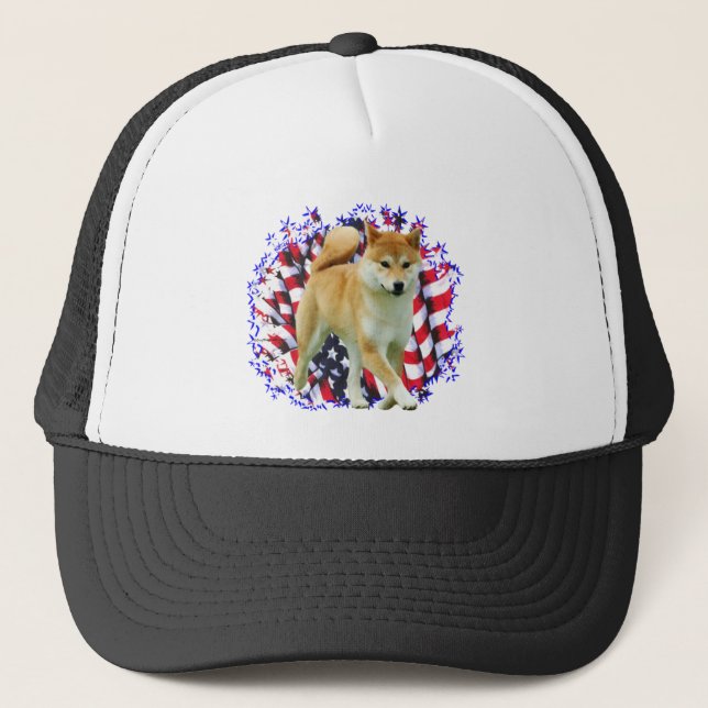 Gorra De Camionero Shiba Inu Patriot (Anverso)