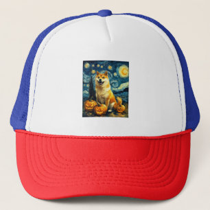 Gorra De Camionero Shiba Inu Perro Lindo Halloween Jack O Lantern Cal