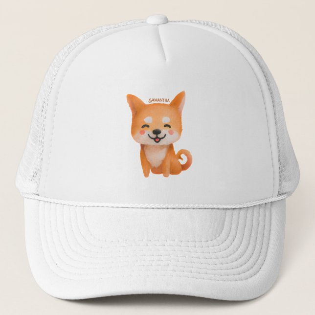 Gorra De Camionero Shiba Inu sonriente (Anverso)
