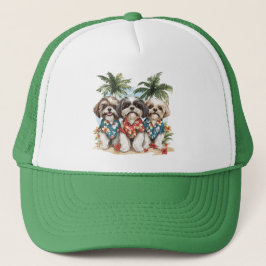 Gorra De Camionero Shih Tzu Dogs con Camisetas hawaianos