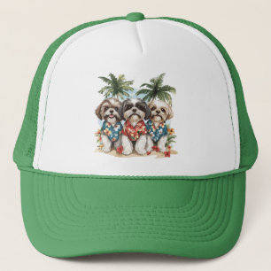 Gorra De Camionero Shih Tzu Dogs con Camisetas hawaianos