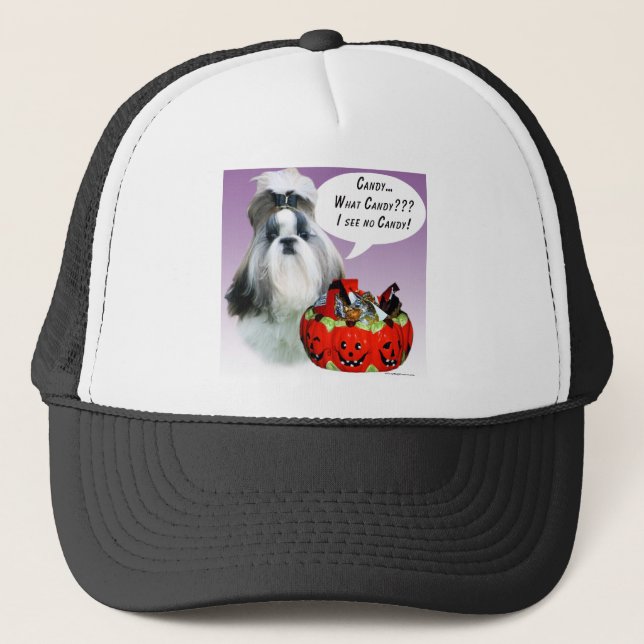 Gorra De Camionero Shih Tzu (groomed) Candy de Halloween (Anverso)