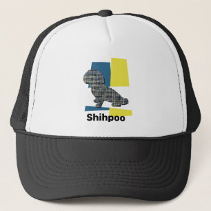 Gorra De Camionero Shihpoo Dog Silhouette Cute Cuelgue Tricolor