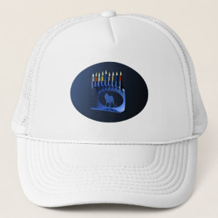 Gorra De Camionero Shiny Blue Chanukkah Menorah