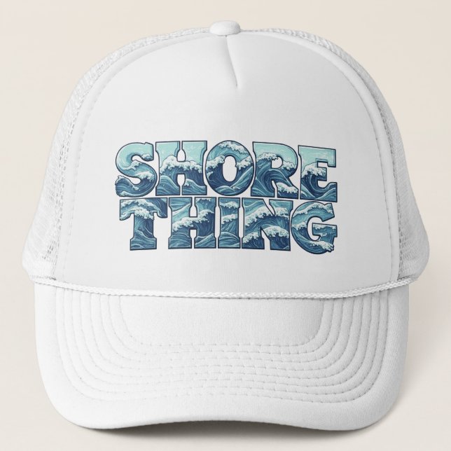 Gorra De Camionero Shore Thing | Retro Blue Ocean Waves Surf Graphic (Anverso)
