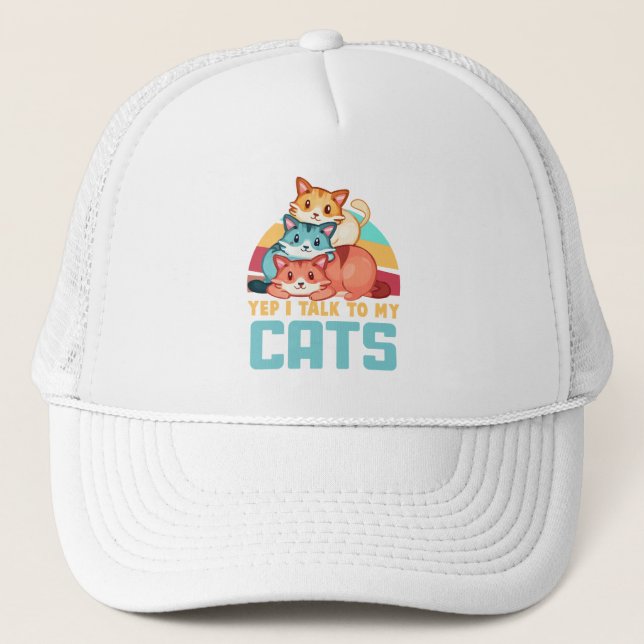 Gorra De Camionero Sí, hablo con el diseño de un gato de trío adorabl (Anverso)