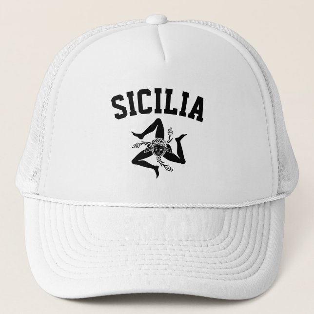Gorra De Camionero Siciliana Trinacria Negro Tu Texto  (Anverso)
