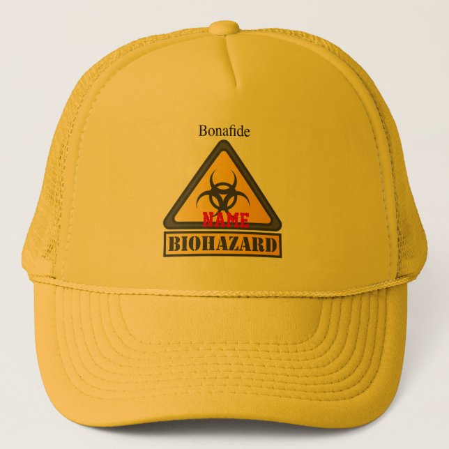 Gorra De Camionero Signo de advertencia de peligro biológico divertid (Anverso)