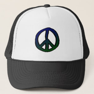 Gorra De Camionero Signo de la paz azul y verde