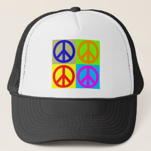 Gorra De Camionero Signo de paz de arte pop de cuatro colores