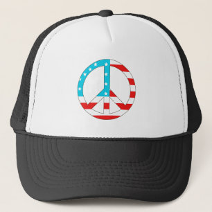 Gorra De Camionero Signo de paz de bandera estadounidense