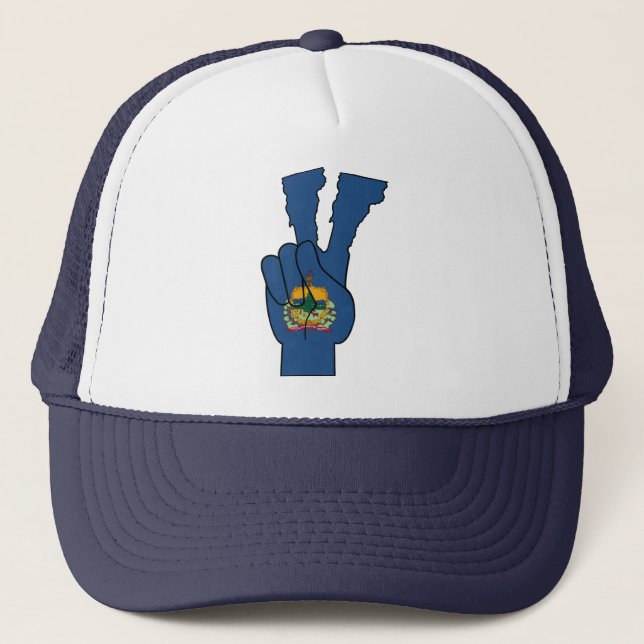 Gorra De Camionero Signo de paz de bandera Vermont (Anverso)