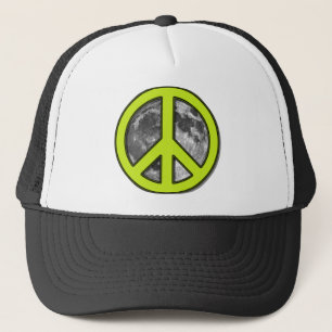 Gorra De Camionero Signo de paz de la luna verde