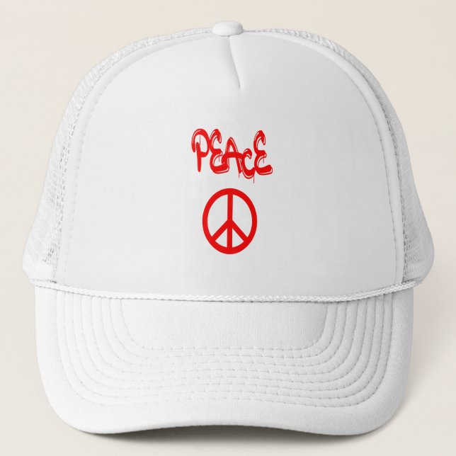 Gorra De Camionero Signo de paz roja con paz expulsada en graffiti (Anverso)