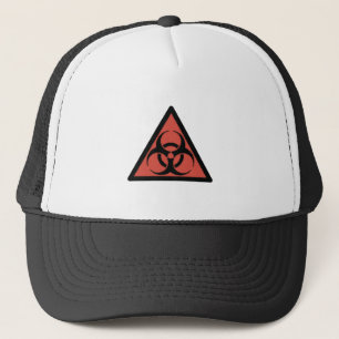 Gorra De Camionero Signo de riesgo biológico rojo