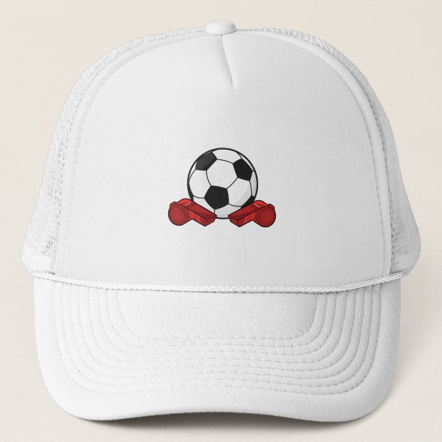 Gorra De Camionero Silbato de árbitro y pelota de fútbol (Anverso)