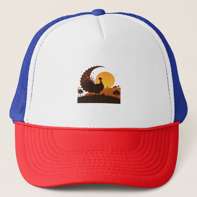 Gorra De Camionero Silhouette de Acción de Gracias Turquía - Sunset H (Anverso)