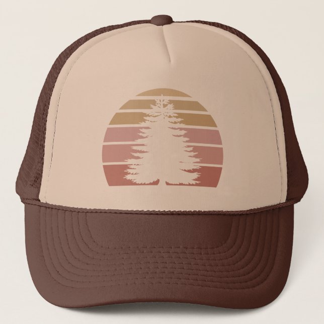 Gorra De Camionero Silhouette de árbol de pino (Anverso)