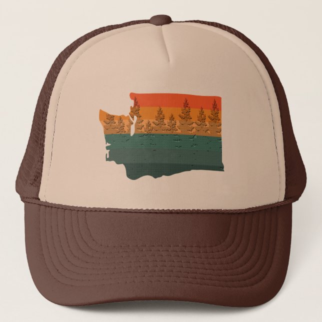Gorra De Camionero Silhouette de árbol del estado de Washington (Anverso)