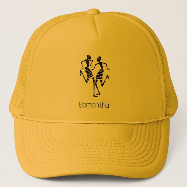 Gorra De Camionero Silhouette de arte africano: bailarinas felices (Anverso)