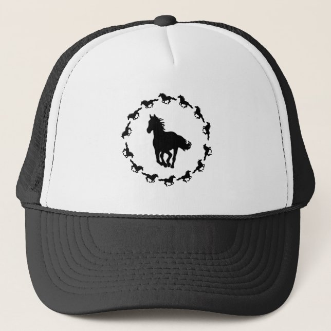 Gorra De Camionero Silhouette de diseño de caballos (Anverso)
