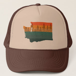 Gorra De Camionero Silhouette del árbol del estado de Washington