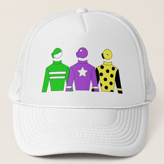 Gorra De Camionero Sillas de jockey sobre Carreras de caballo (Anverso)