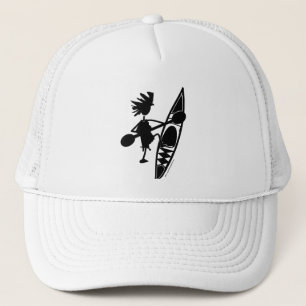 Gorra De Camionero Silueta alegre de la canoa del kajak
